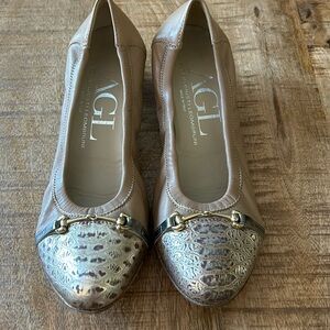 AGL Cap Toe Leather Snake Print Slip On